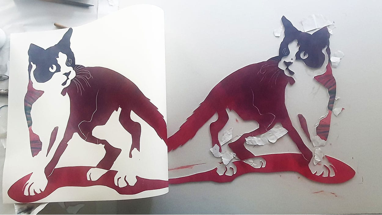 Genial Zeichnen - Tiere - Katzen mit Moosgummidruck drucken - Copyright Maja Oschmann